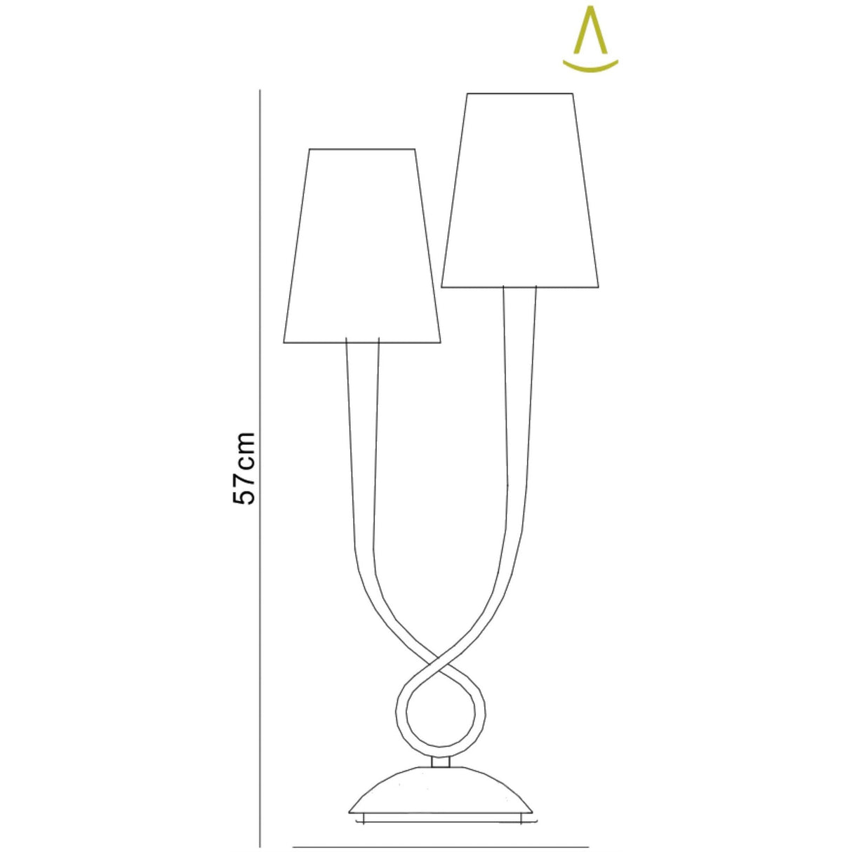 Paola 2 Light Table Lamp - Gold Painted With Cream Shades