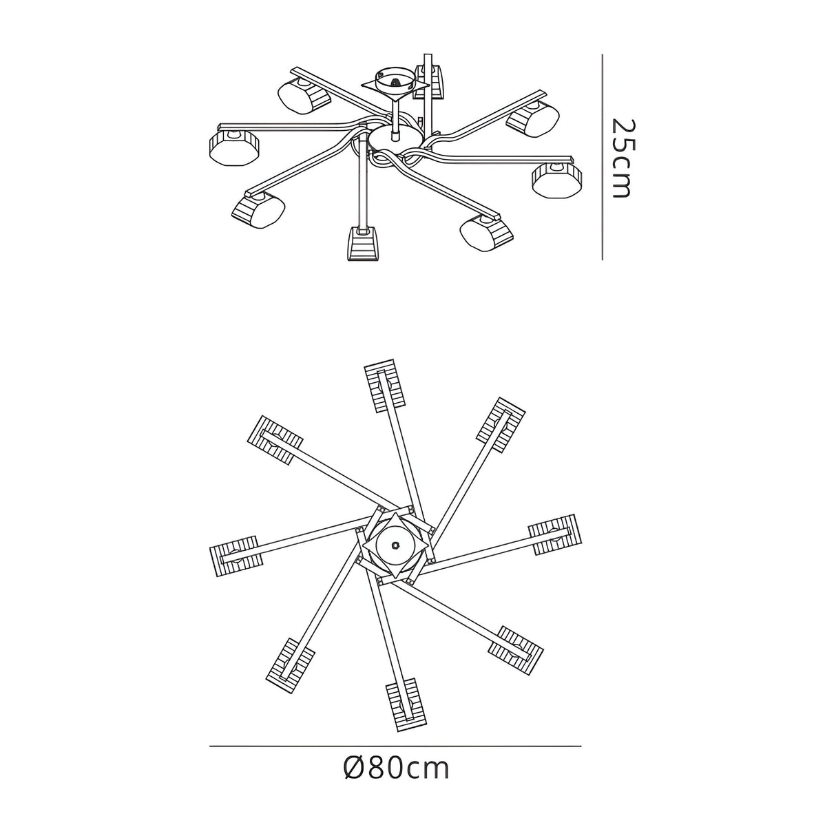 Alfa 8 Light Semi-Flush Ceiling Light - French Gold