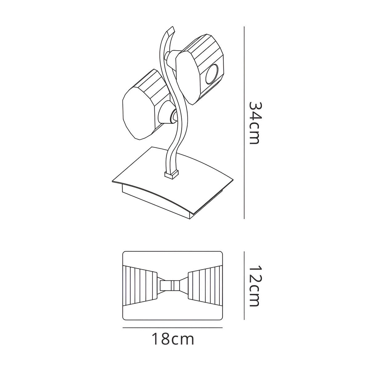 Alfa 2 Light Crystal Table Lamp - French Gold