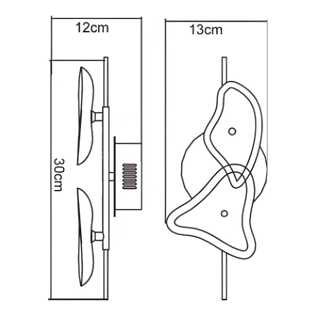 Otto 2 Light Glass Wall/Semi-Flush Ceiling Light - Chrome/Black