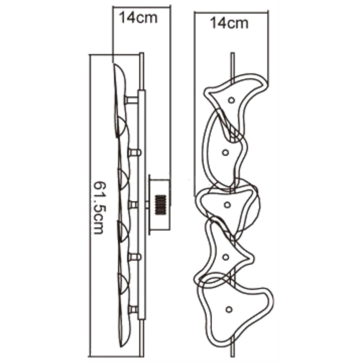 Otto 5 Light Glass Wall/Semi-Flush Ceiling Light - Chrome/Black