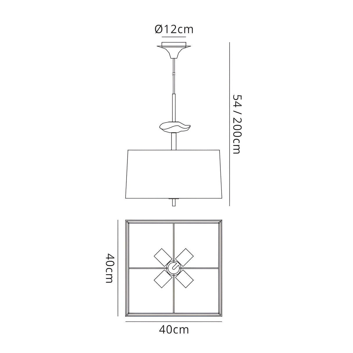 Akira 4 Light Pendant Light - Brass With Cream Shade