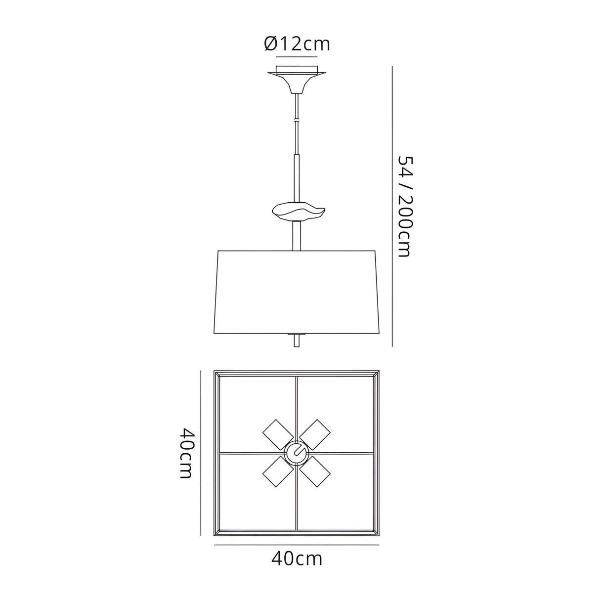 Akira 4 Light Pendant Light - Chrome With Cream Shade