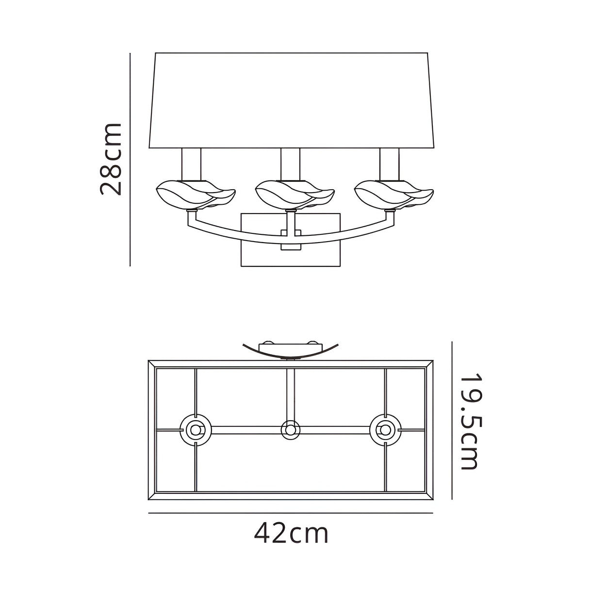 Akira 3 Light Wall Lamp - Brass With Black Shade