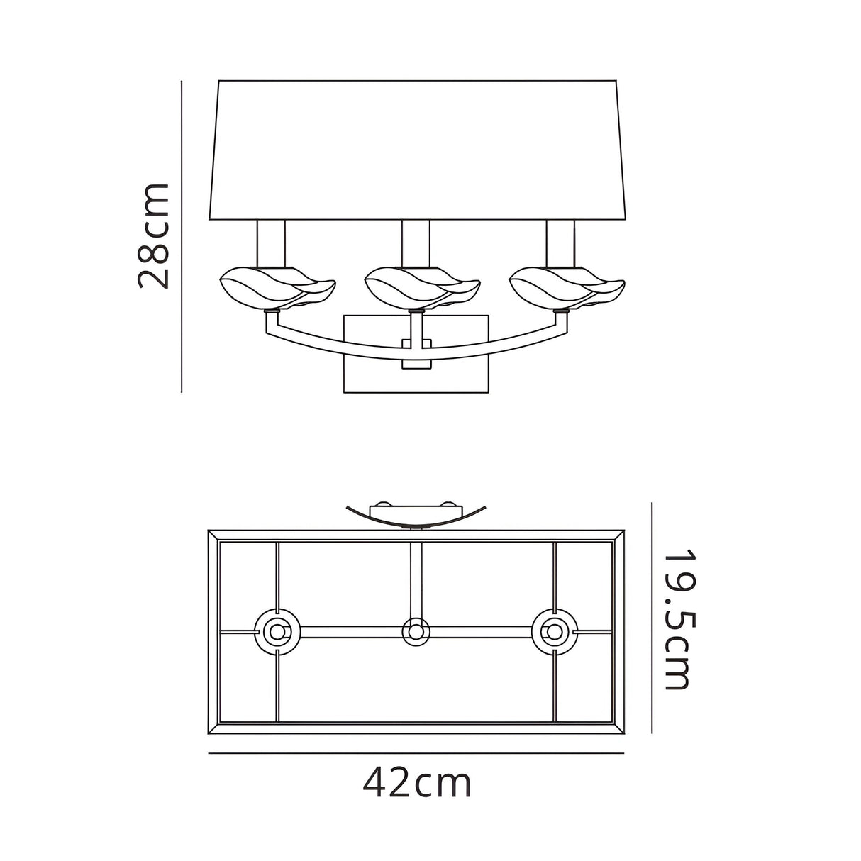 Akira 3 Light Wall Lamp - Brass With Cream Shade