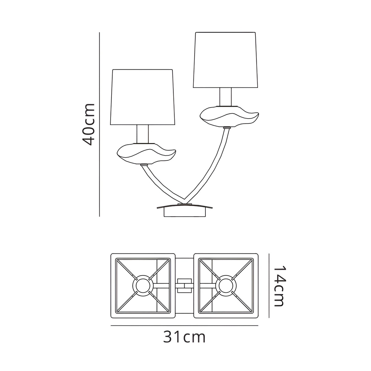 Akira 2 Light Table Lamp - Chrome With Black Shades