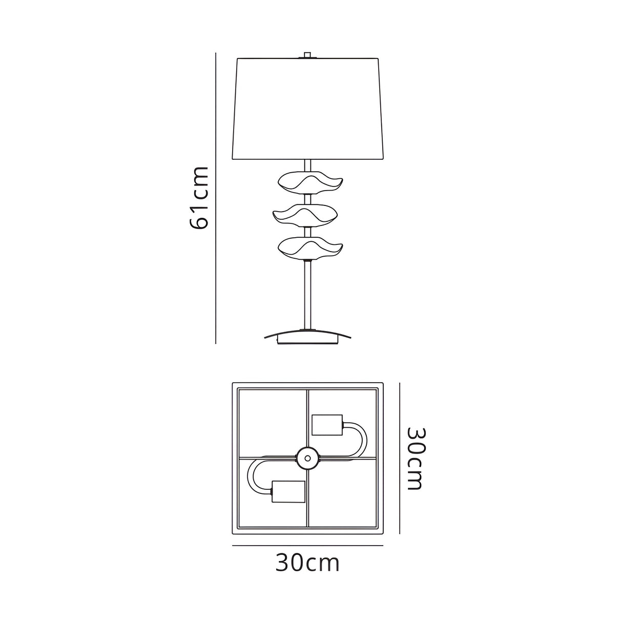 Akira 2 Light Table Lamp - Brass With Black Shade