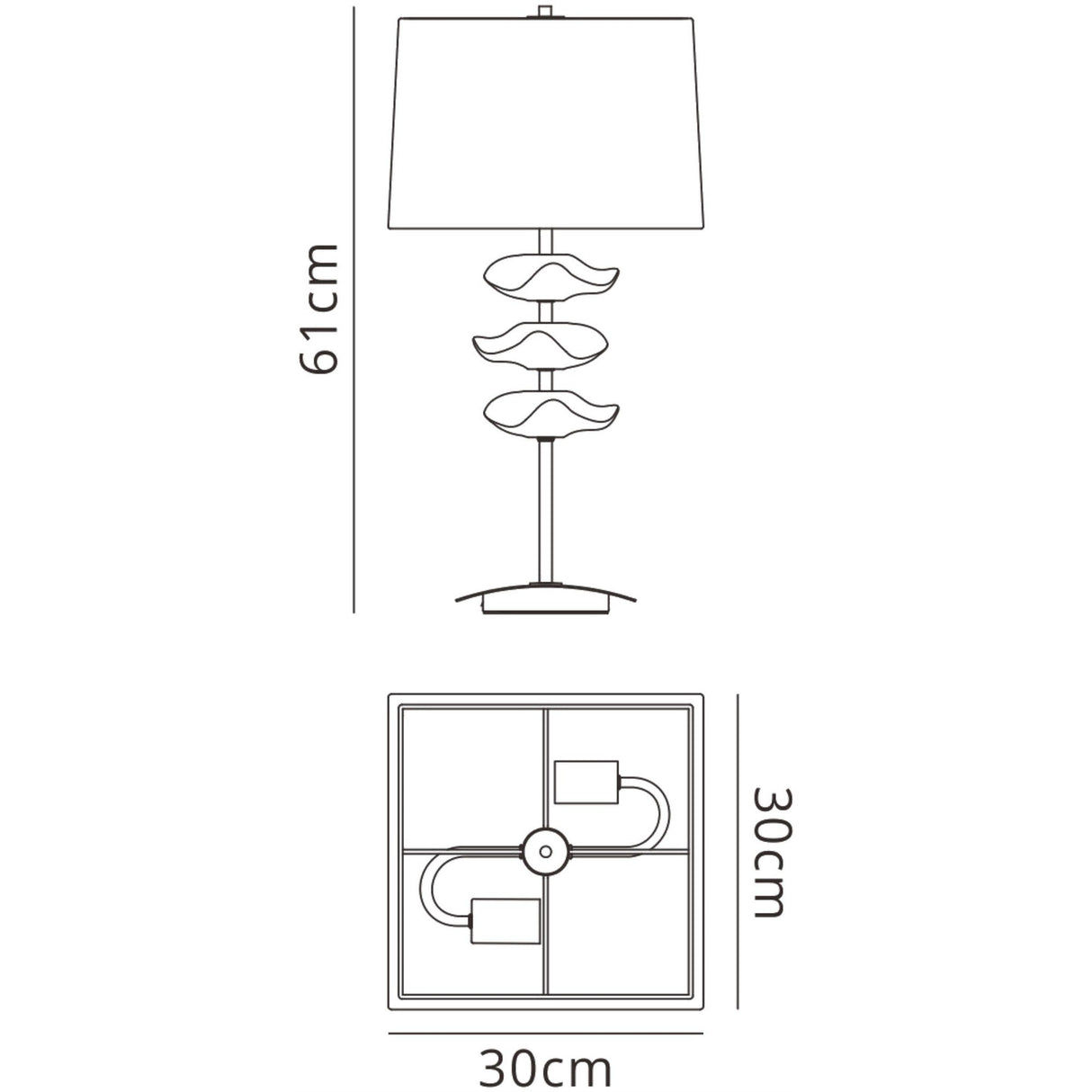 Akira 2 Light Table Lamp - Chrome With Cream Shade
