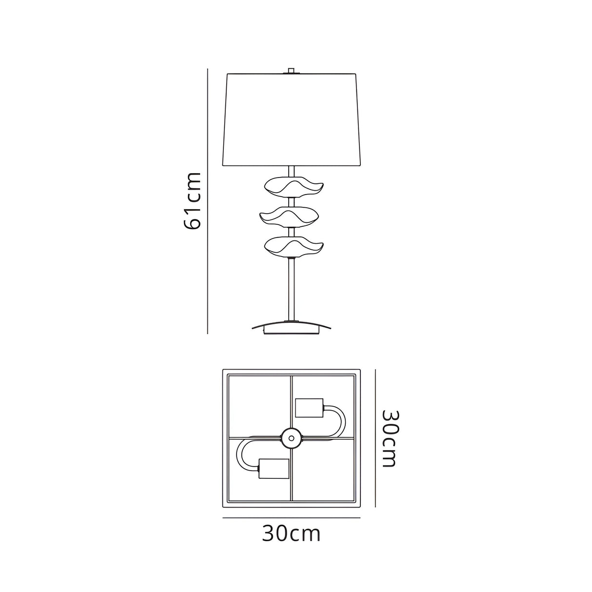 Akira 2 Light Table Lamp - Chrome With Black Shade