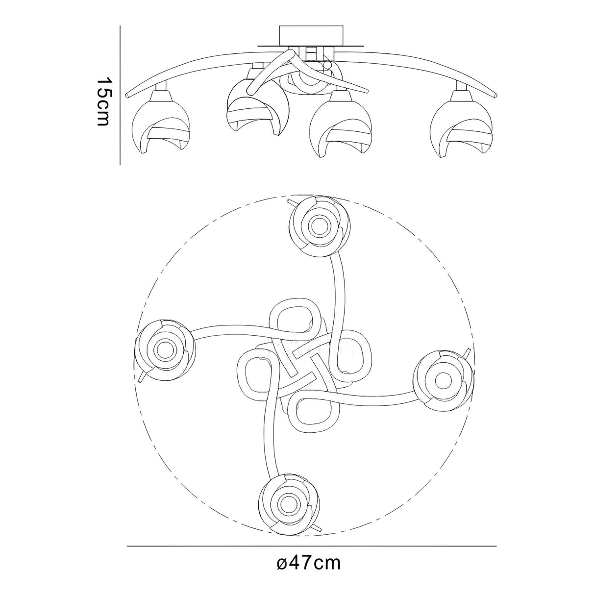 Fragma 4 Light Semi-Flush Ceiling Light - Black Chrome