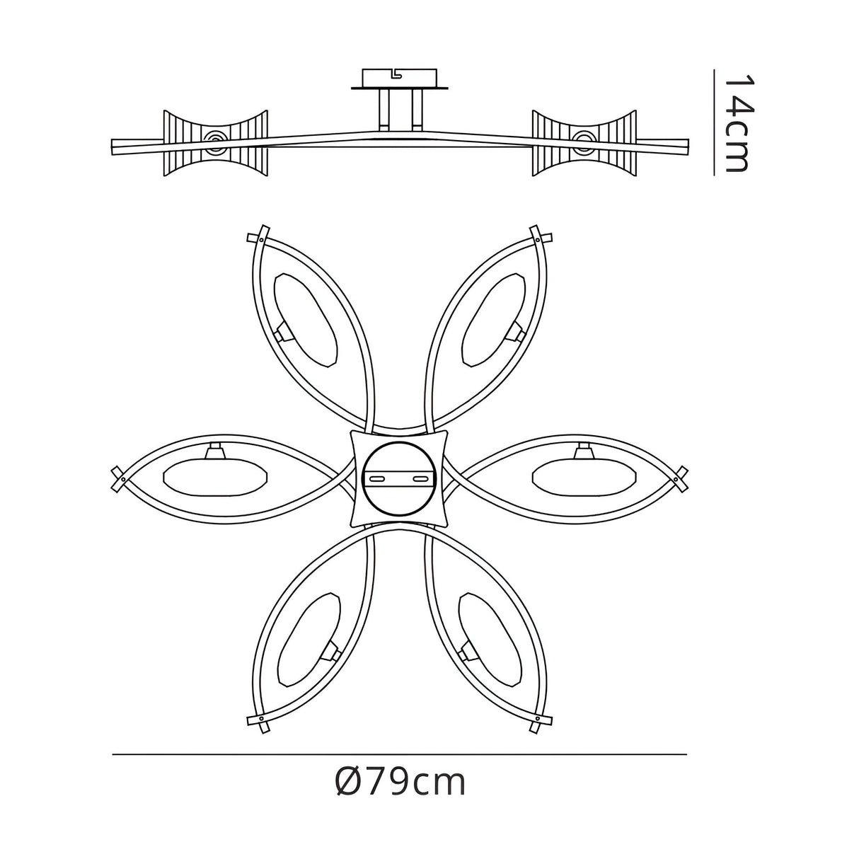 Kromo 6 Light Semi-Flush Ceiling Light - Antique Brass