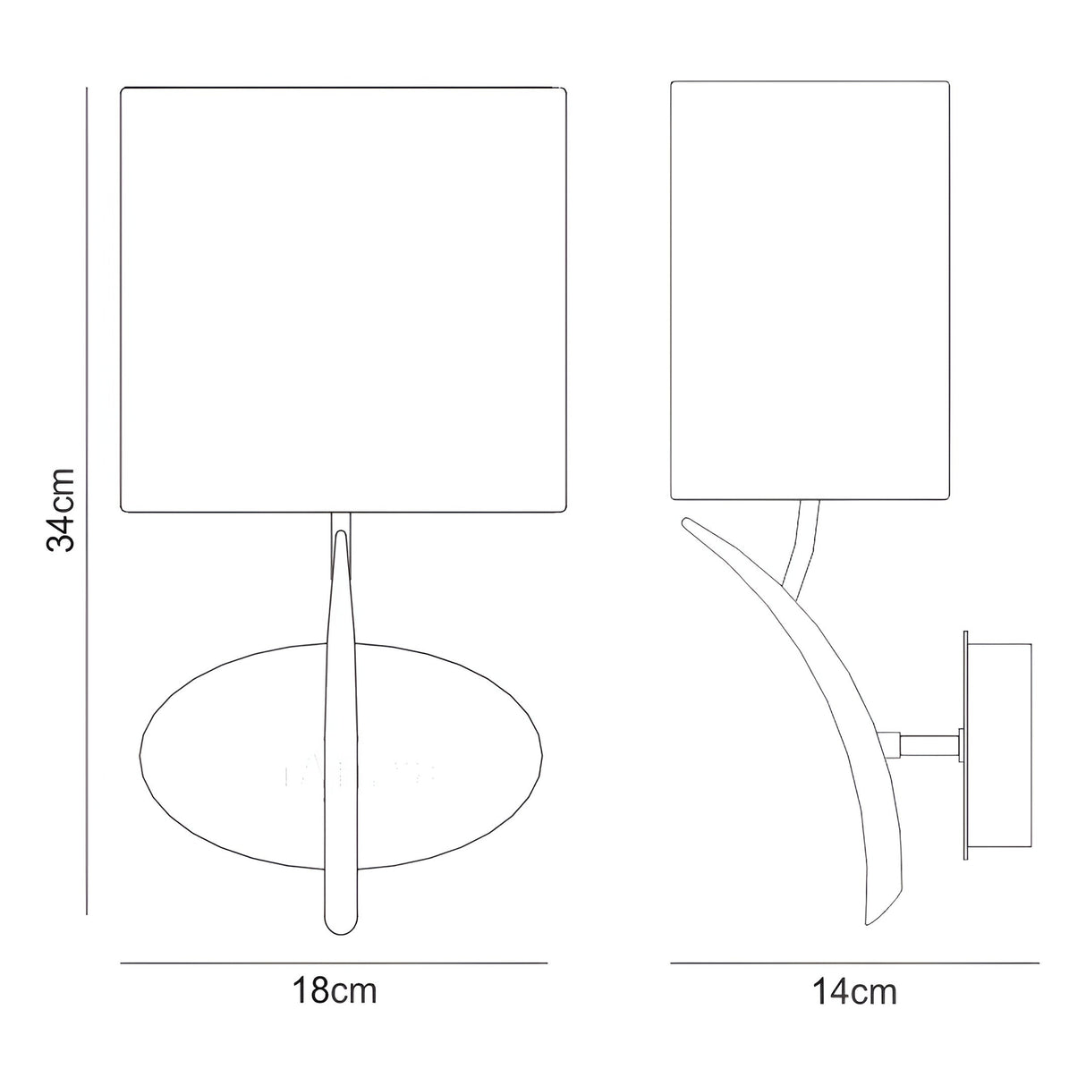 Eve 1 Light Wall Light - Chrome With Black Shade