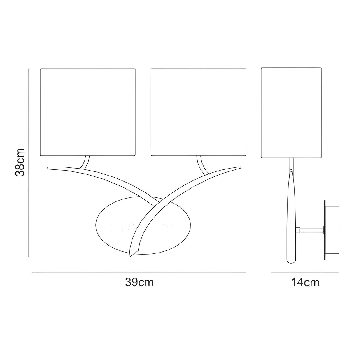 Eve 2 Light Wall Light - Chrome With Black Shades