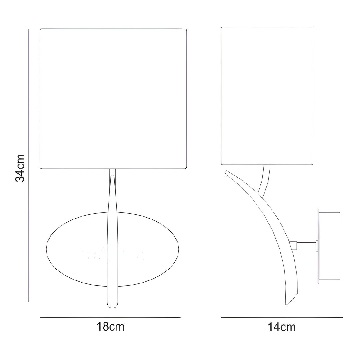 Eve 1 Light Wall Light - Anthracite With Black Shade