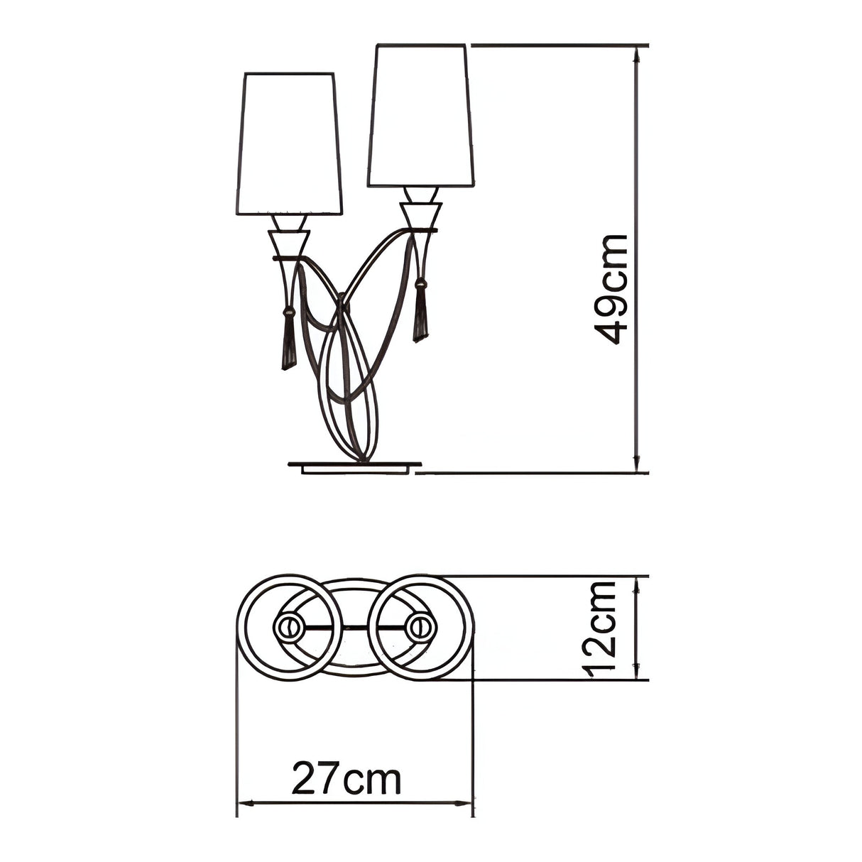 Lucca 2 Light Crystal Table Lamp - Chrome With White Shade