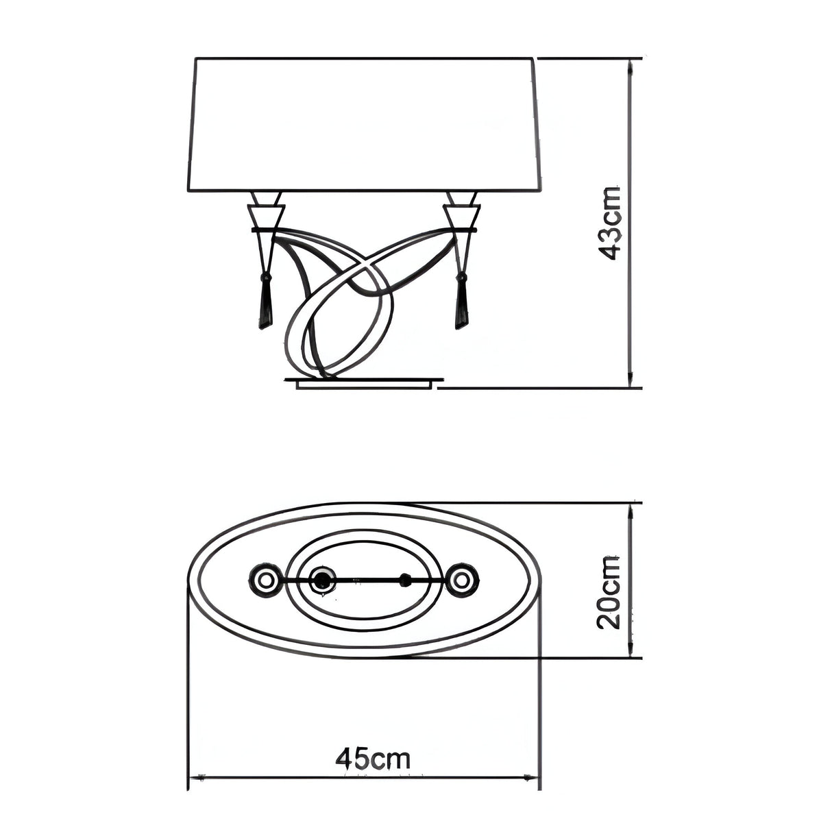 Lucca Small 2 Light Crystal Table Lamp - Chrome With White Shade