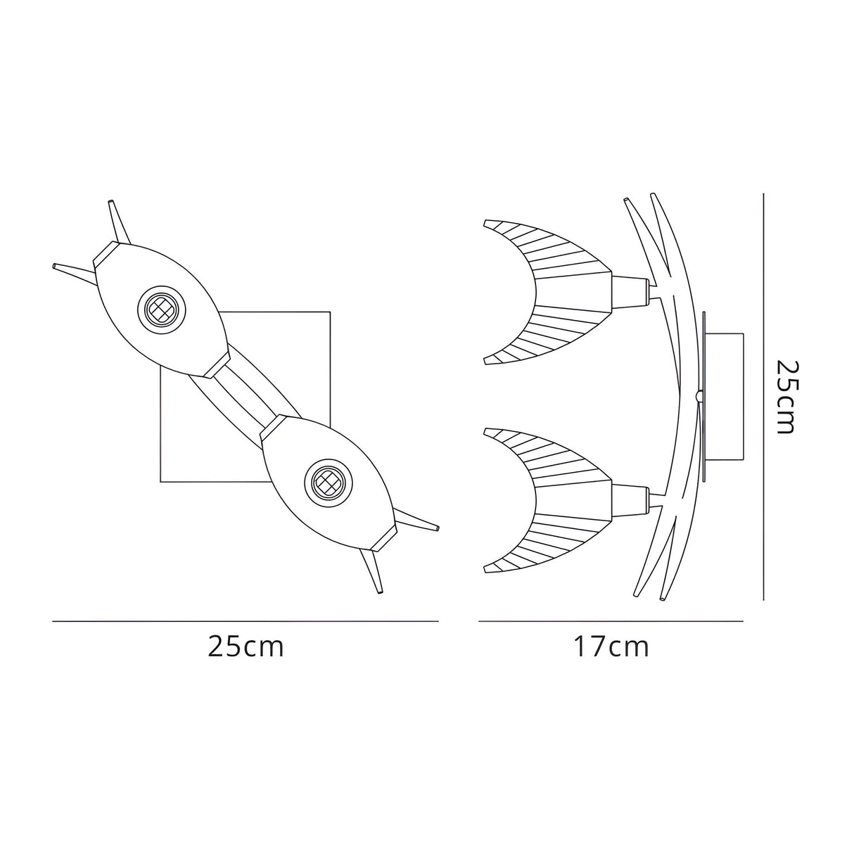 Eclipse 2 Light Wall Light - Black Chrome