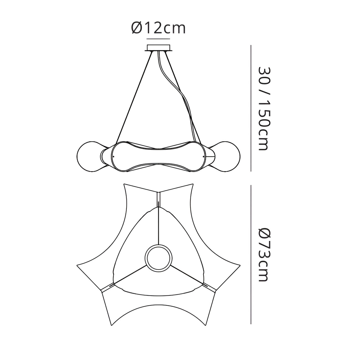 Ora 73cm LED Suspension Light - Gloss Black & Chrome