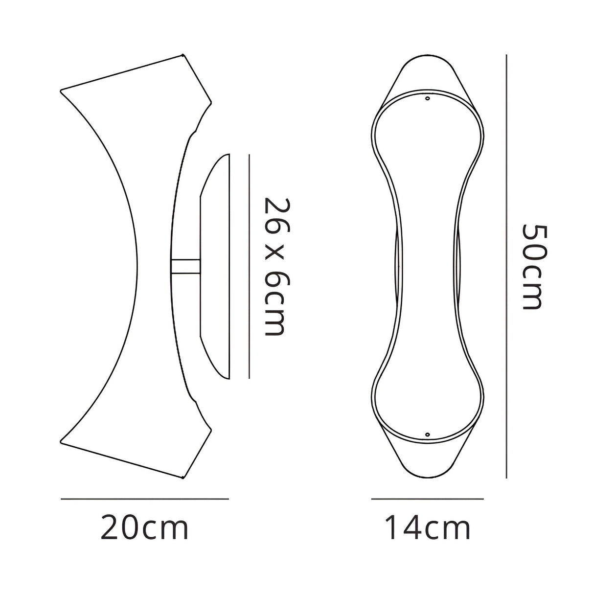 Ora 2 Light Wall Light - Gloss Black & Chrome