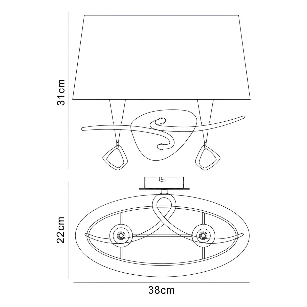 Mara 2 Light Wall Light With Switch - Gold With Ivory White Shade
