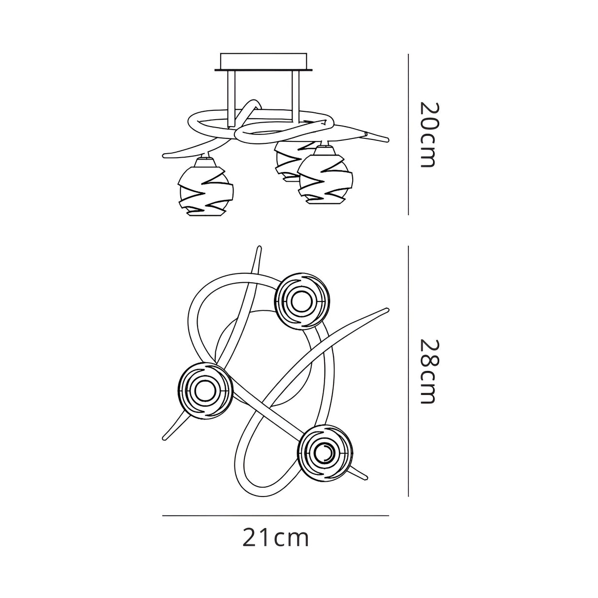 Loop 3 Light Semi-Flush Ceiling Light – Polished Chrome