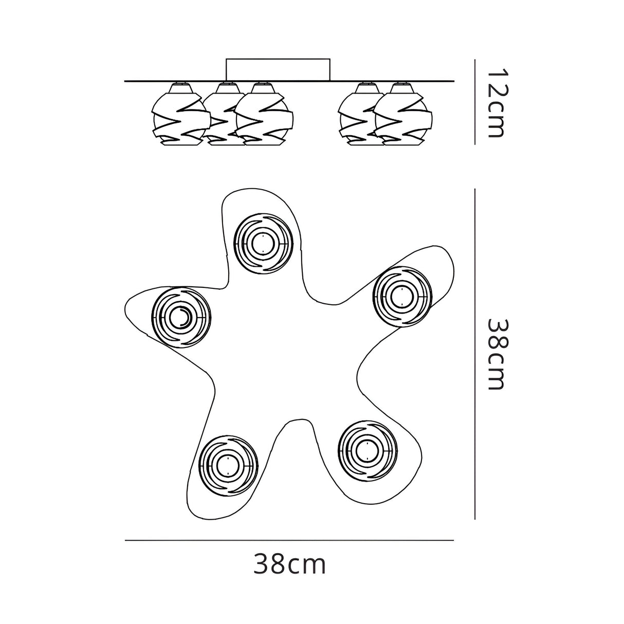 Loop 5 Light Flush Ceiling Light - Polished Chrome