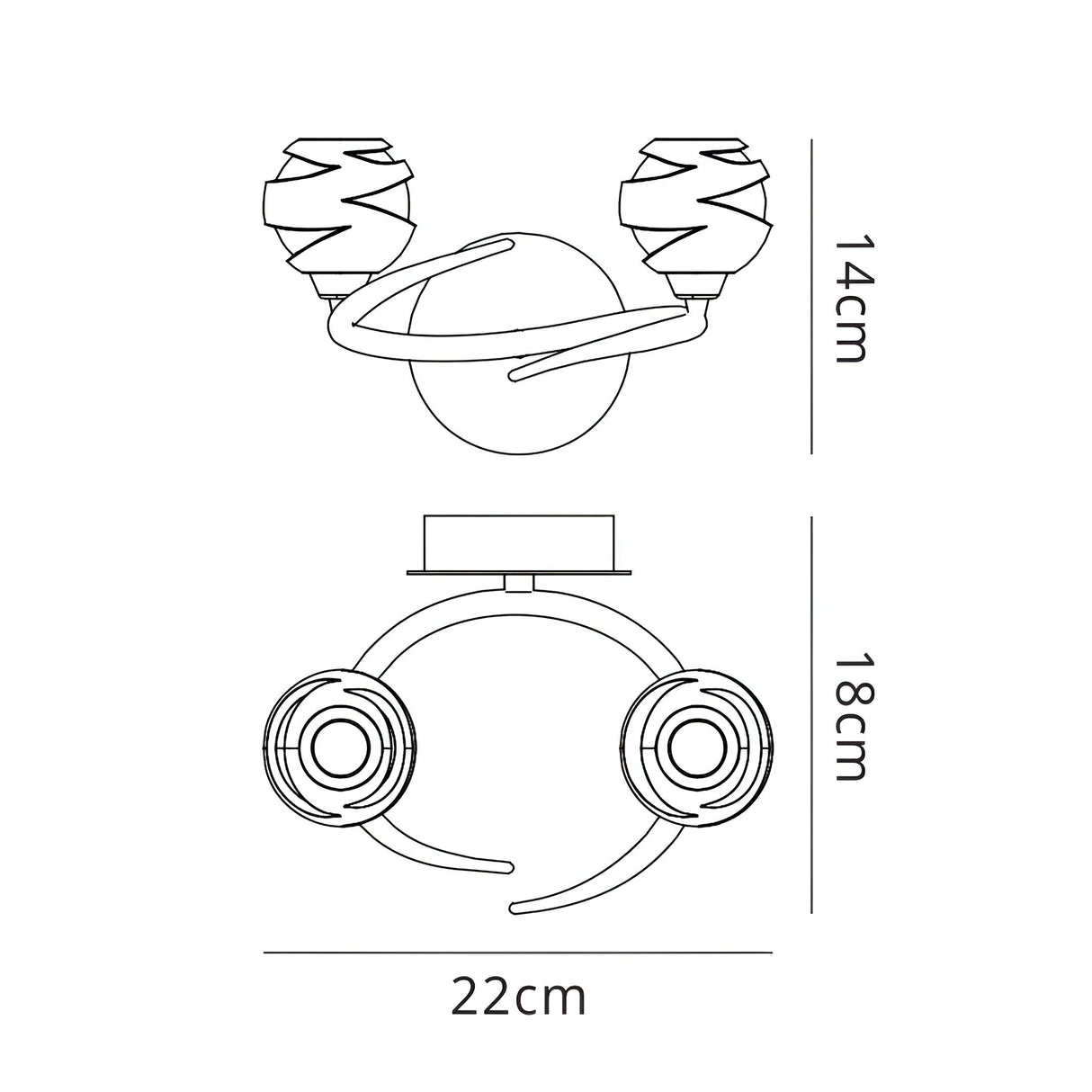 Loop 2 Light Wall Light With Switch - Satin Nickel