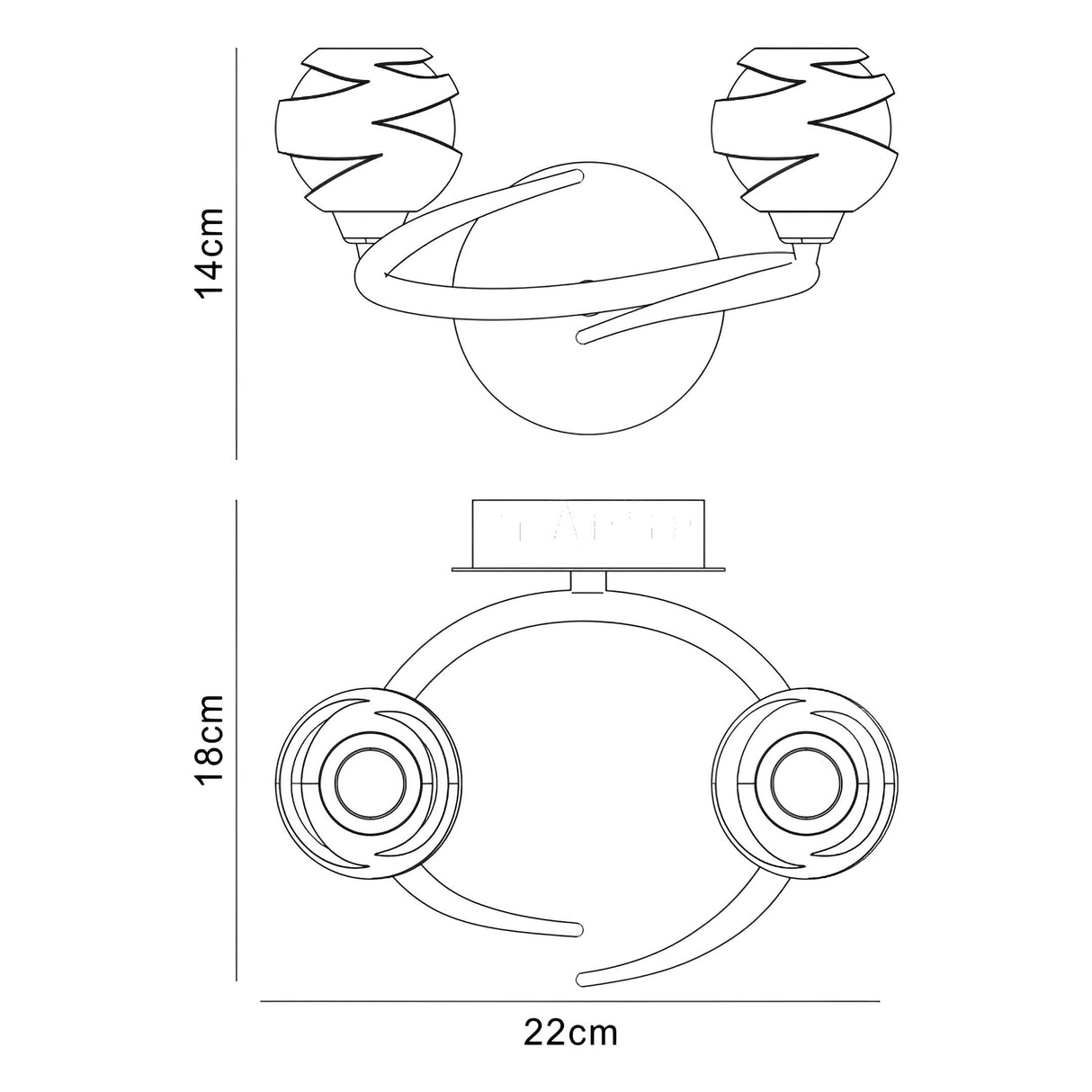 Loop 2 Light Wall Light - Satin Nickel