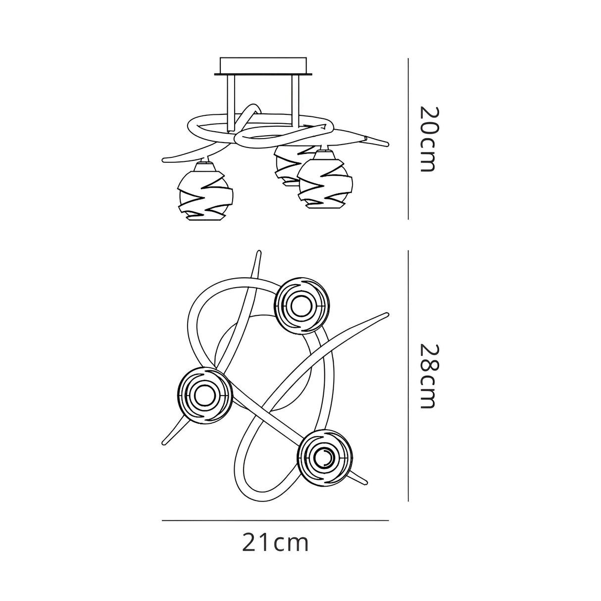Loop 3 Light Flush Ceiling Light - Antique Brass