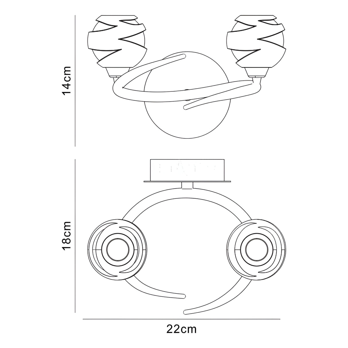 Loop 2 Light Wall Light - Antique Brass