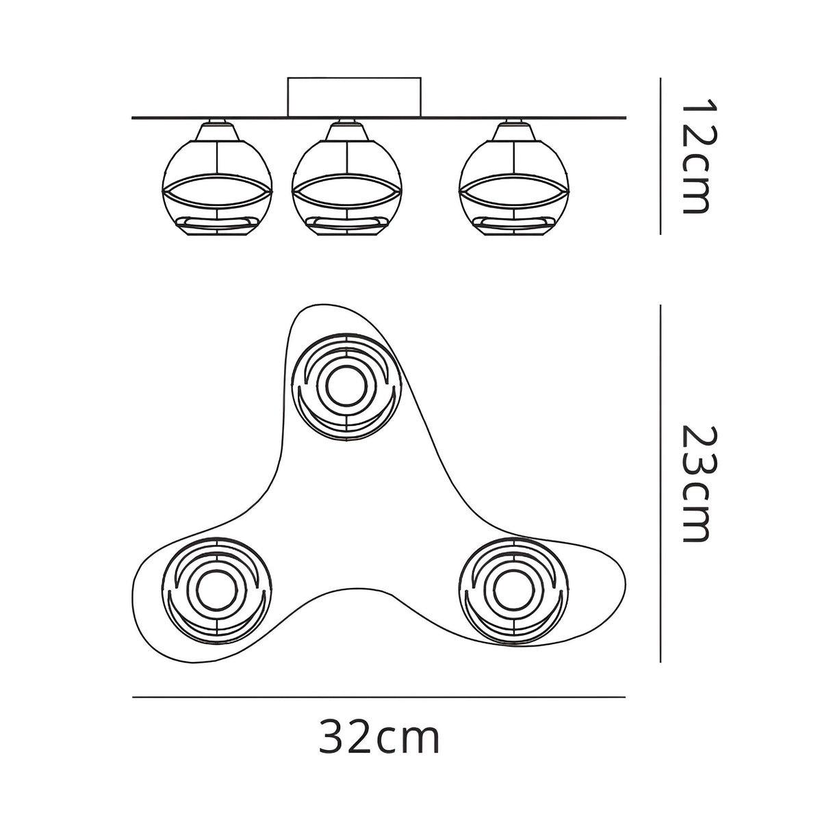 Loop 3 Light Flush Ceiling Light - Antique Brass