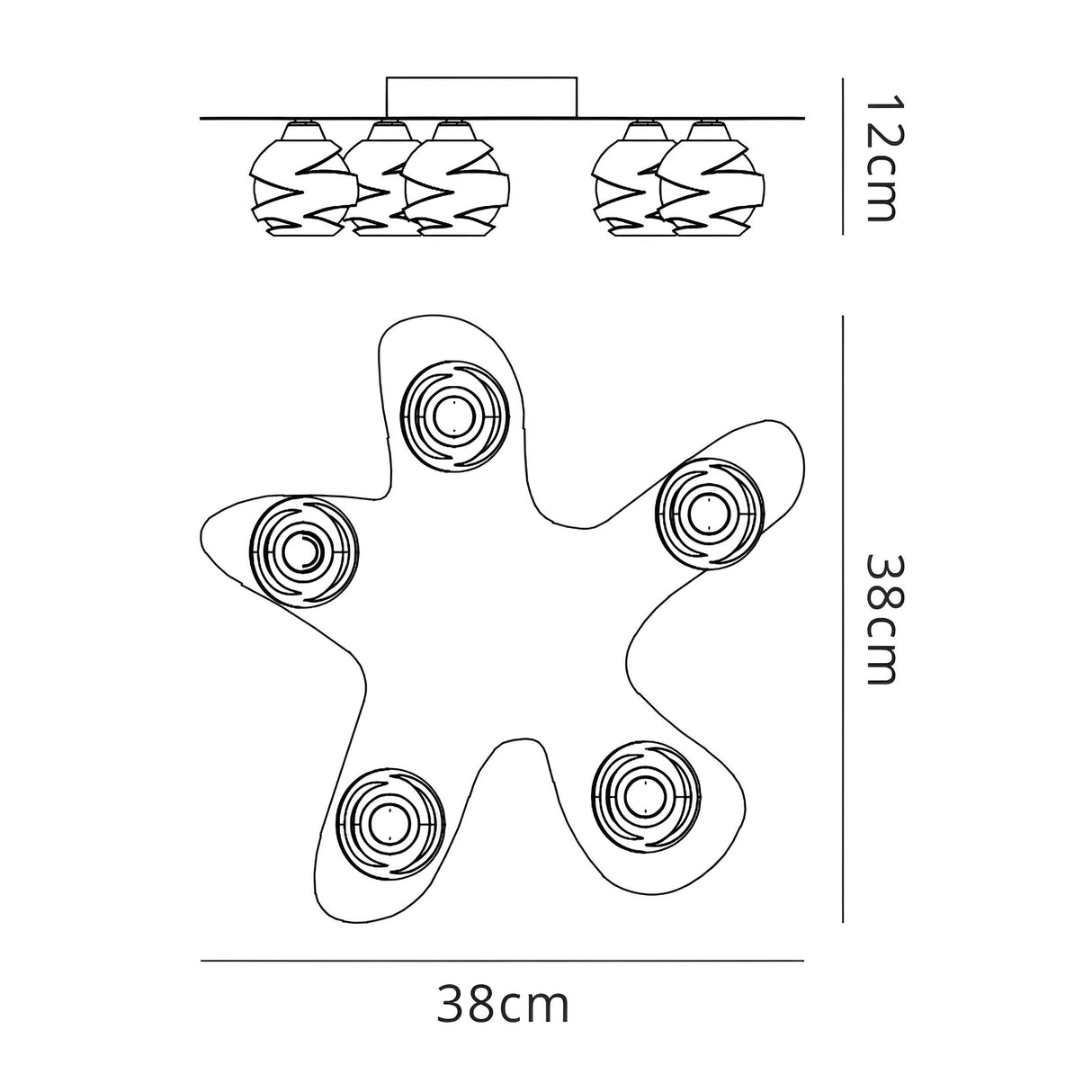 Loop 5 Light Flush Ceiling Light - Antique Brass