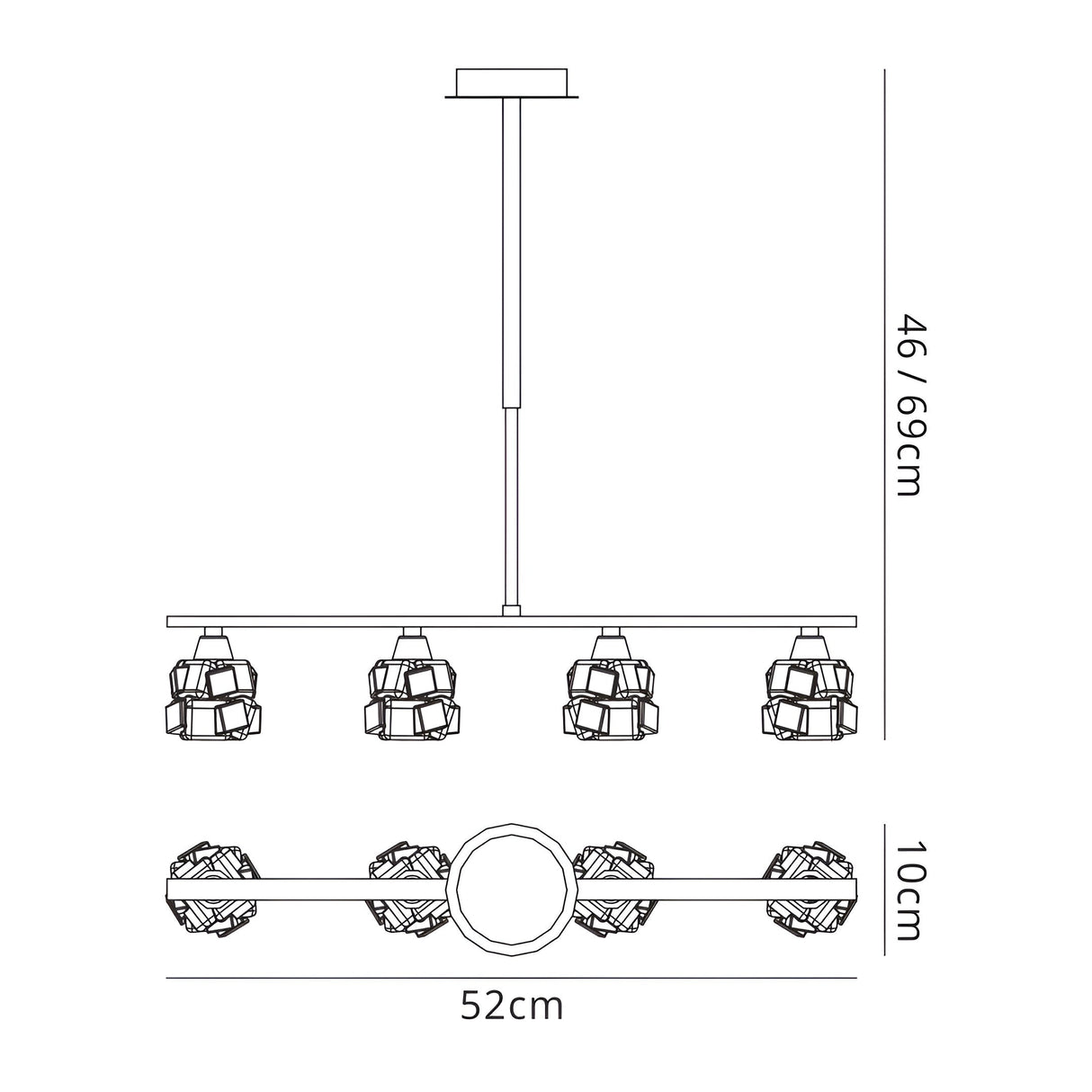Ice Linear 4 Light Linear Suspension Light - Satin Nickel