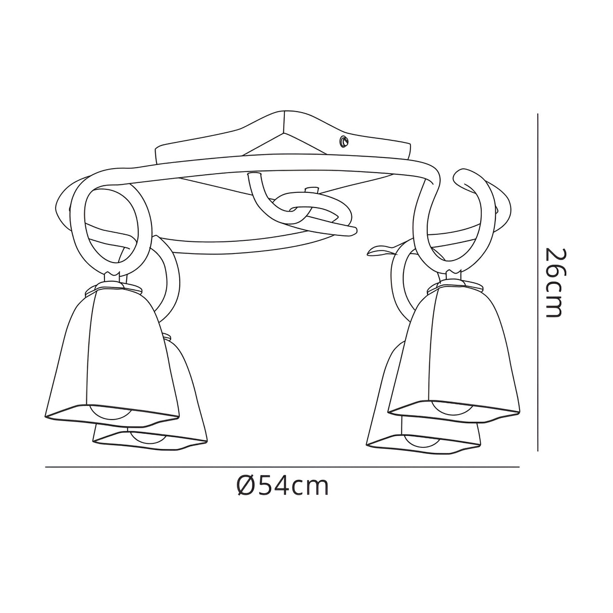 Oberture 4 Light Semi-Flush Ceiling Light - Brown/Black Oxide