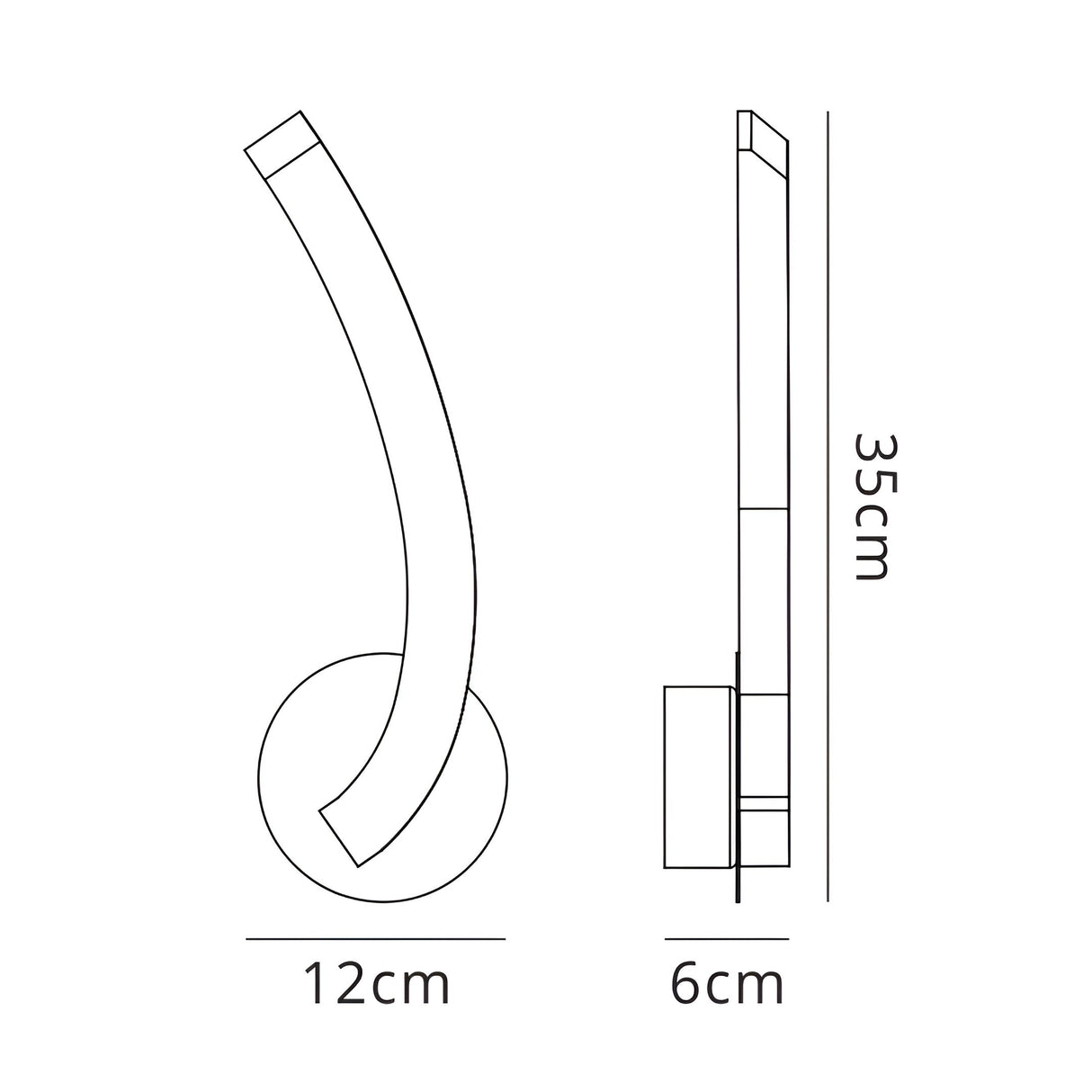 On Left LED Wall Light With Switch - Chrome