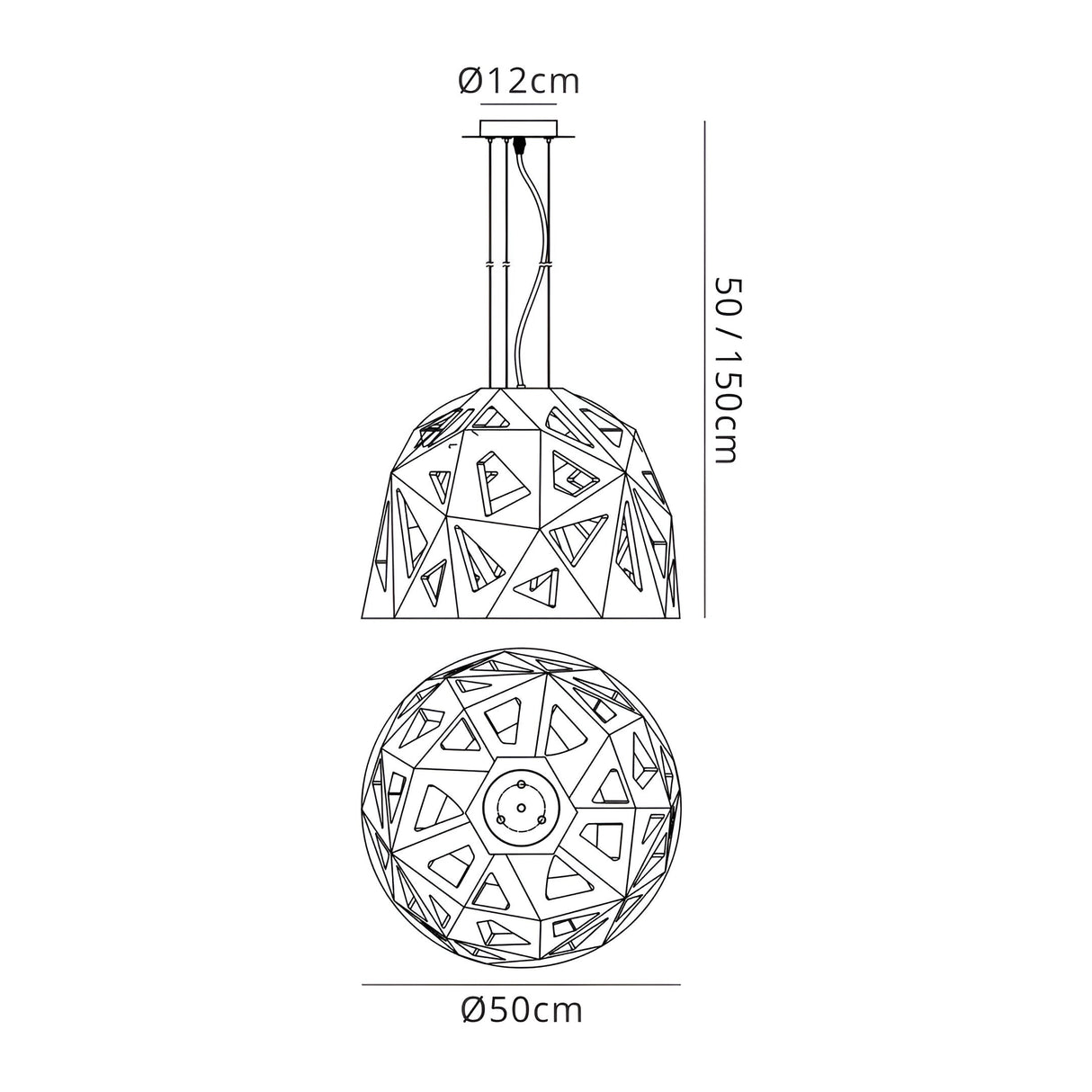 Facette 50cm 1 Light Pendant Light - Gloss White & Polished Chrome