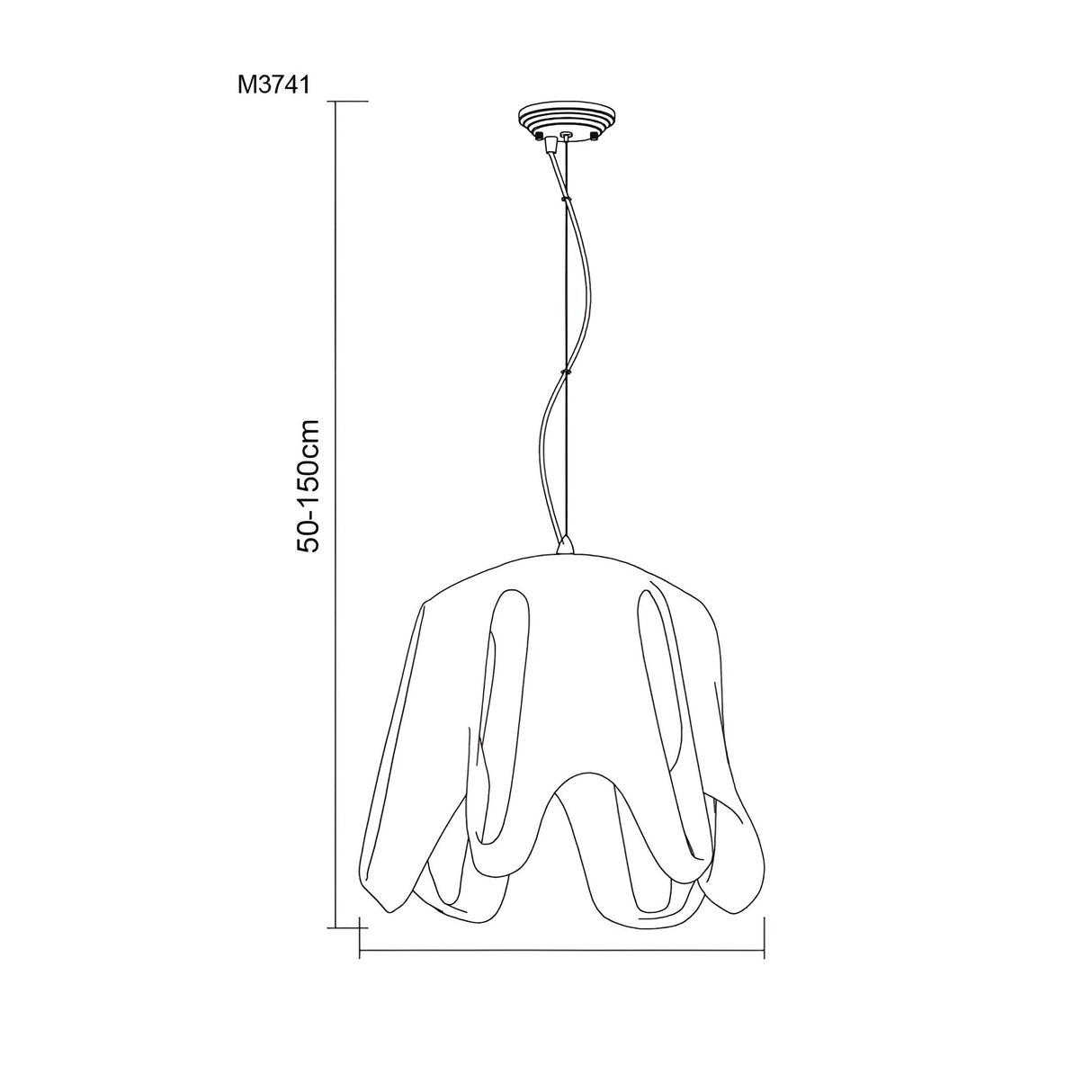 Phantom 50cm Glass Pendant Light 1 Light - Black & Chrome