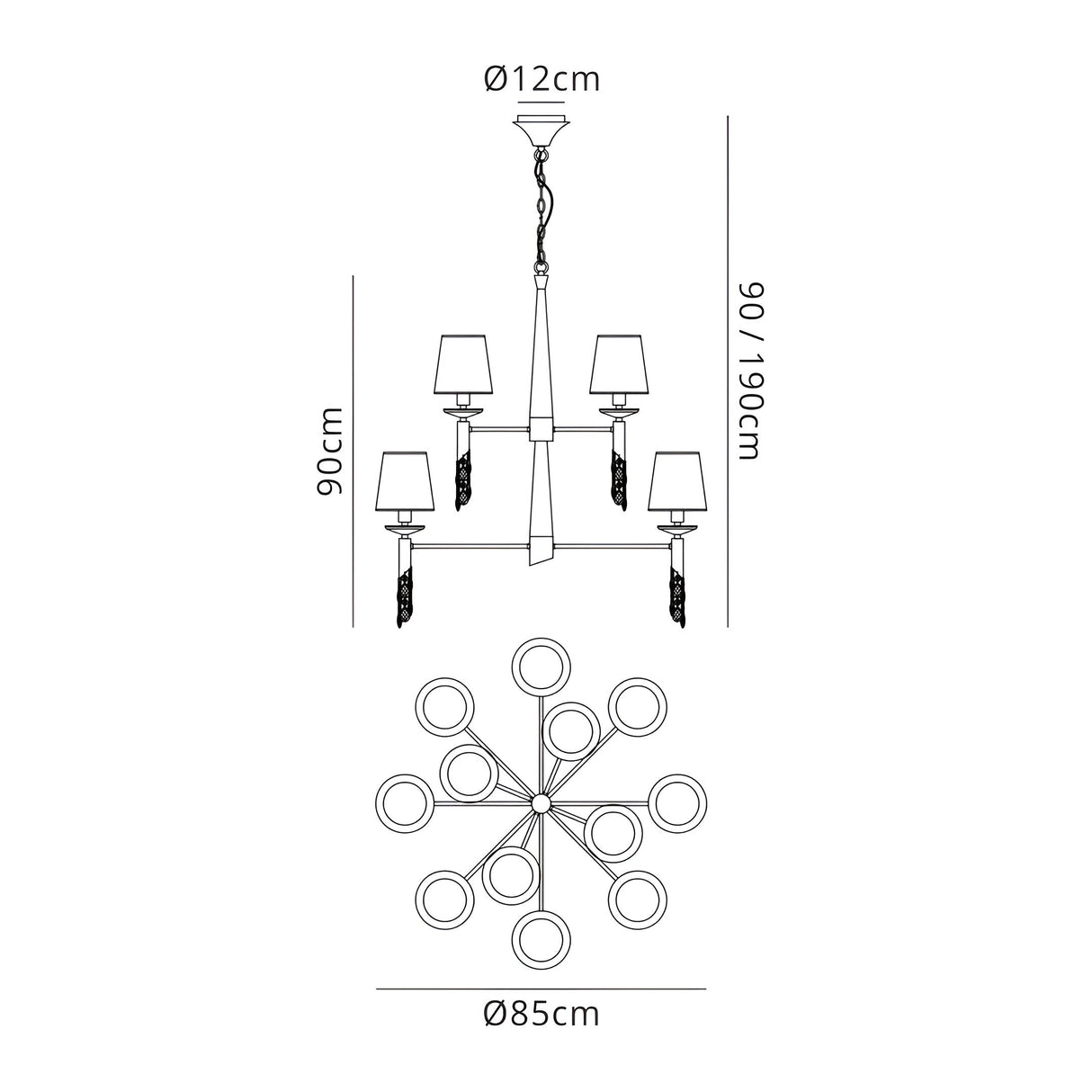 Tiffany 2 Tier 24 Light Crystal Chandelier - Gold With Bronze Shades