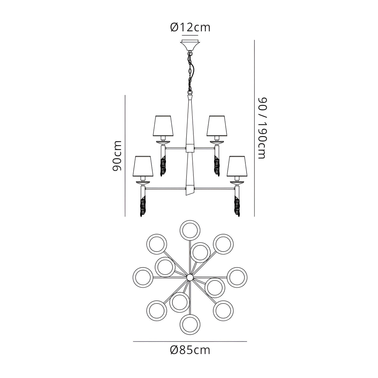 Tiffany 2 Tier 24 Light Crystal Chandelier - Chrome With Bronze Shades