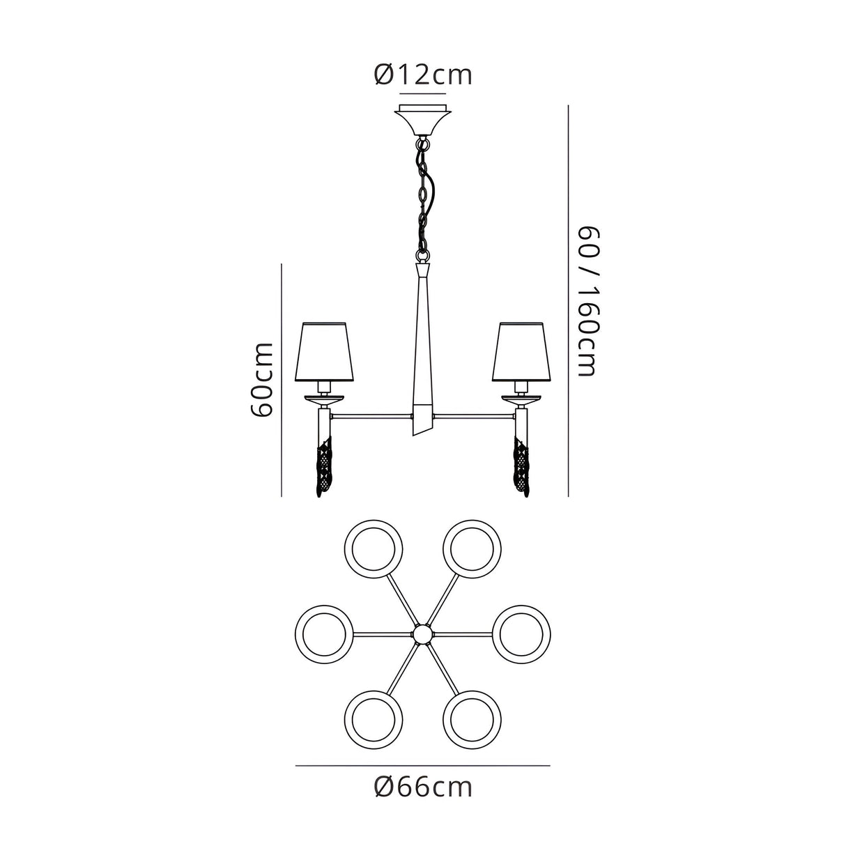 Tiffany 12 Light Crystal Chandelier - Gold With Cream Shades