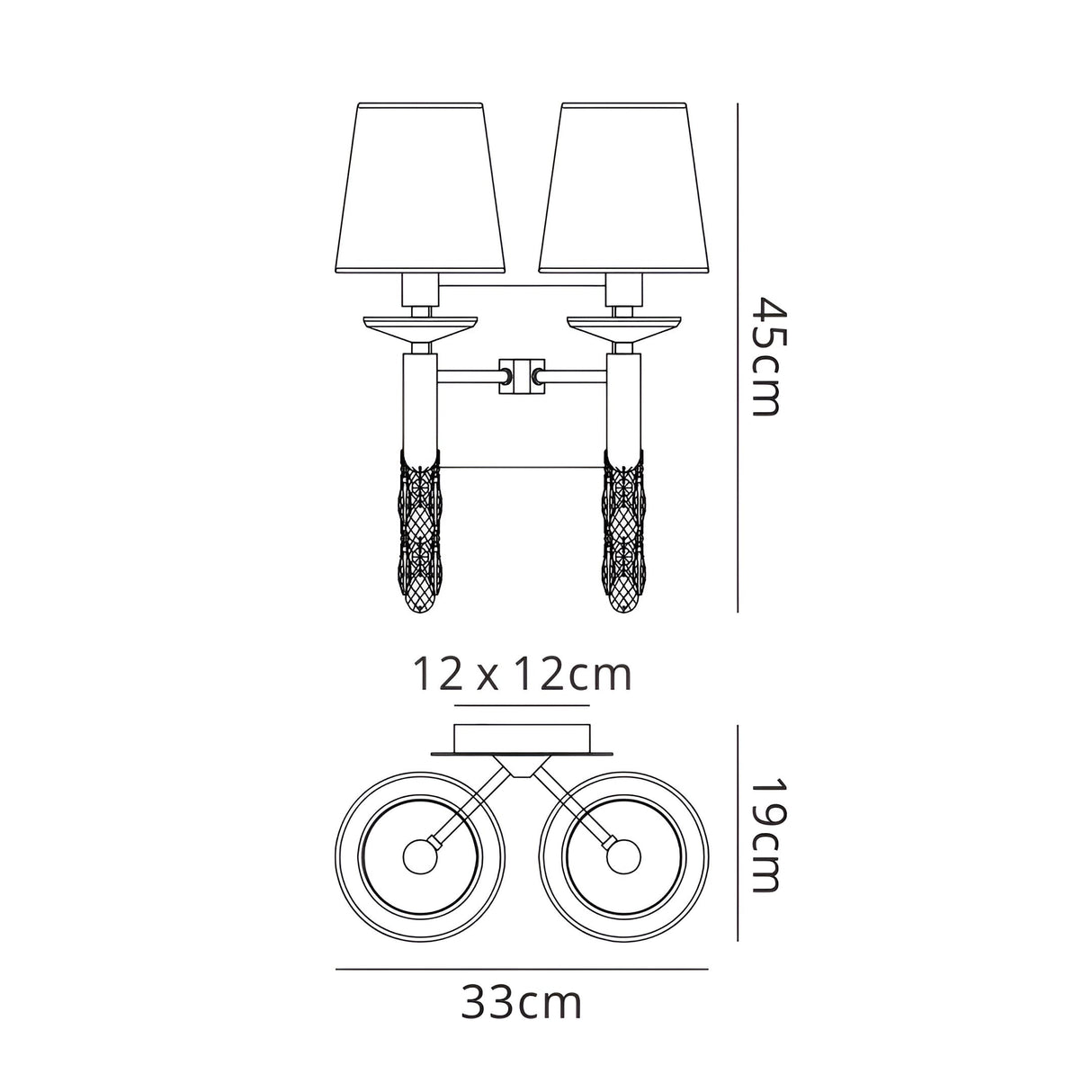 Tiffany 4 Light Crystal Wall Light With Switch - Brass With Bronze Shades