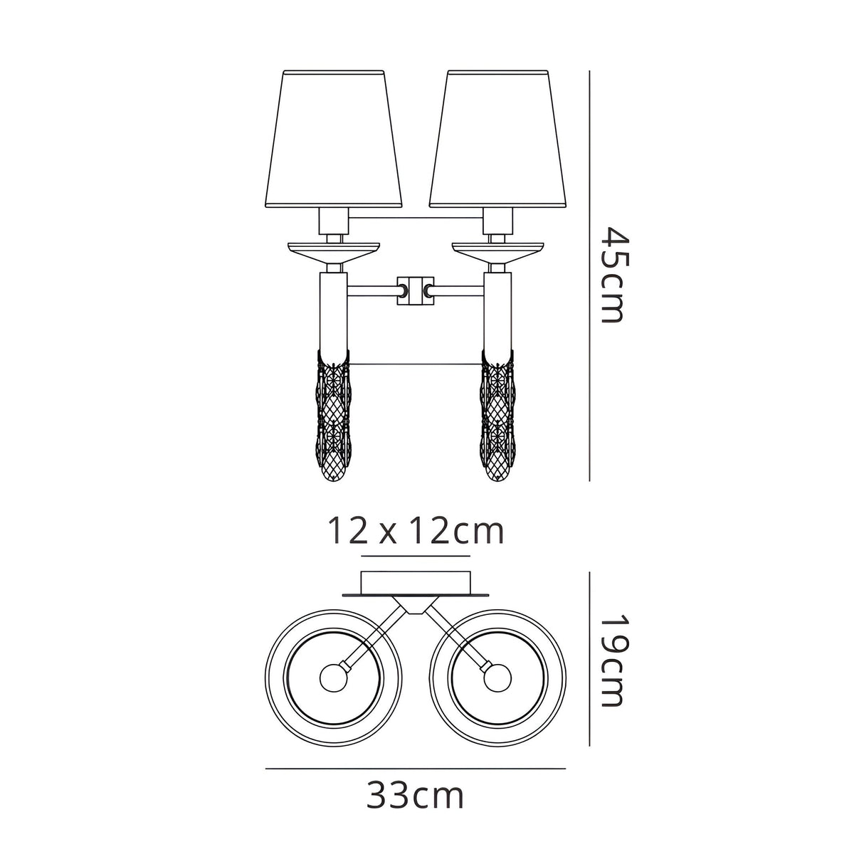 Tiffany 4 Light Crystal Wall Light - Brass With Bronze Shades