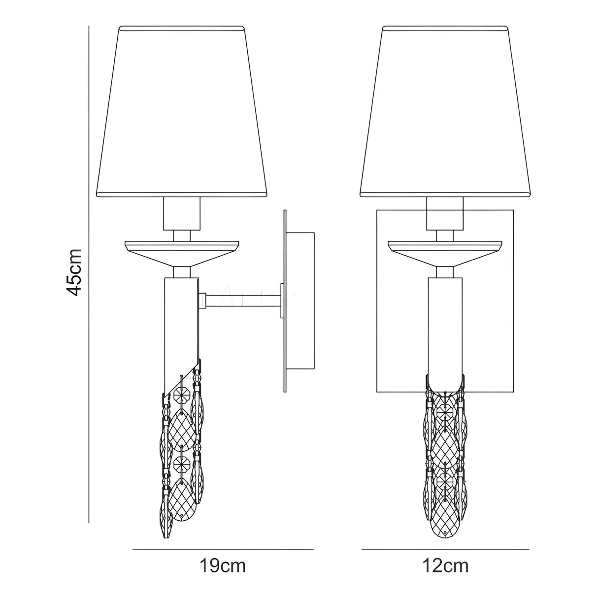 Tiffany 2 Light Crystal Wall Light - Brass With Soft Bronze Shade