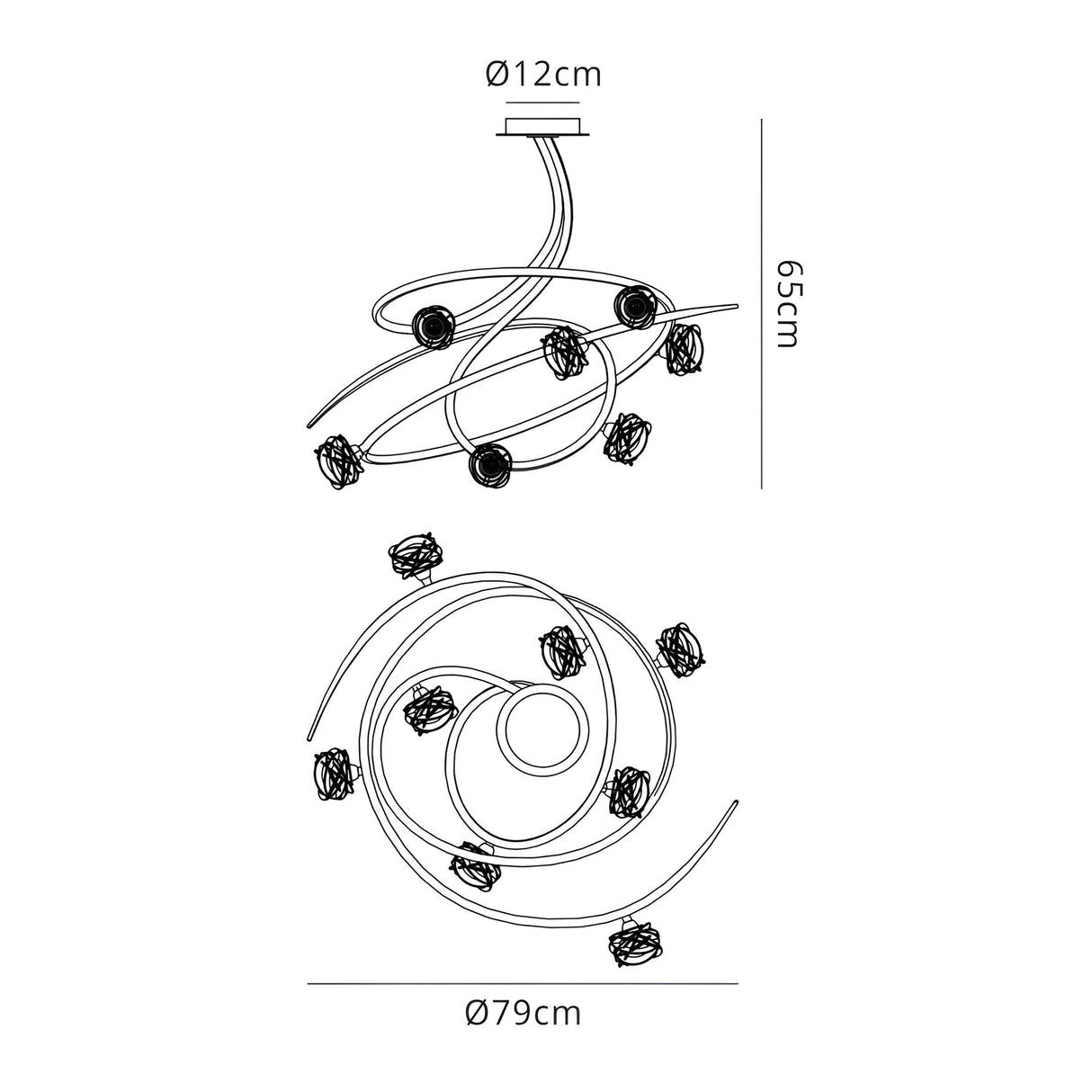 Maremagnum 8 Light Semi-Flush Ceiling Light – Polished Chrome