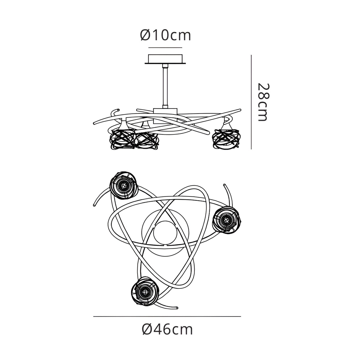 Maremagnum 3 Light Semi-Flush Ceiling Light – Polished Chrome
