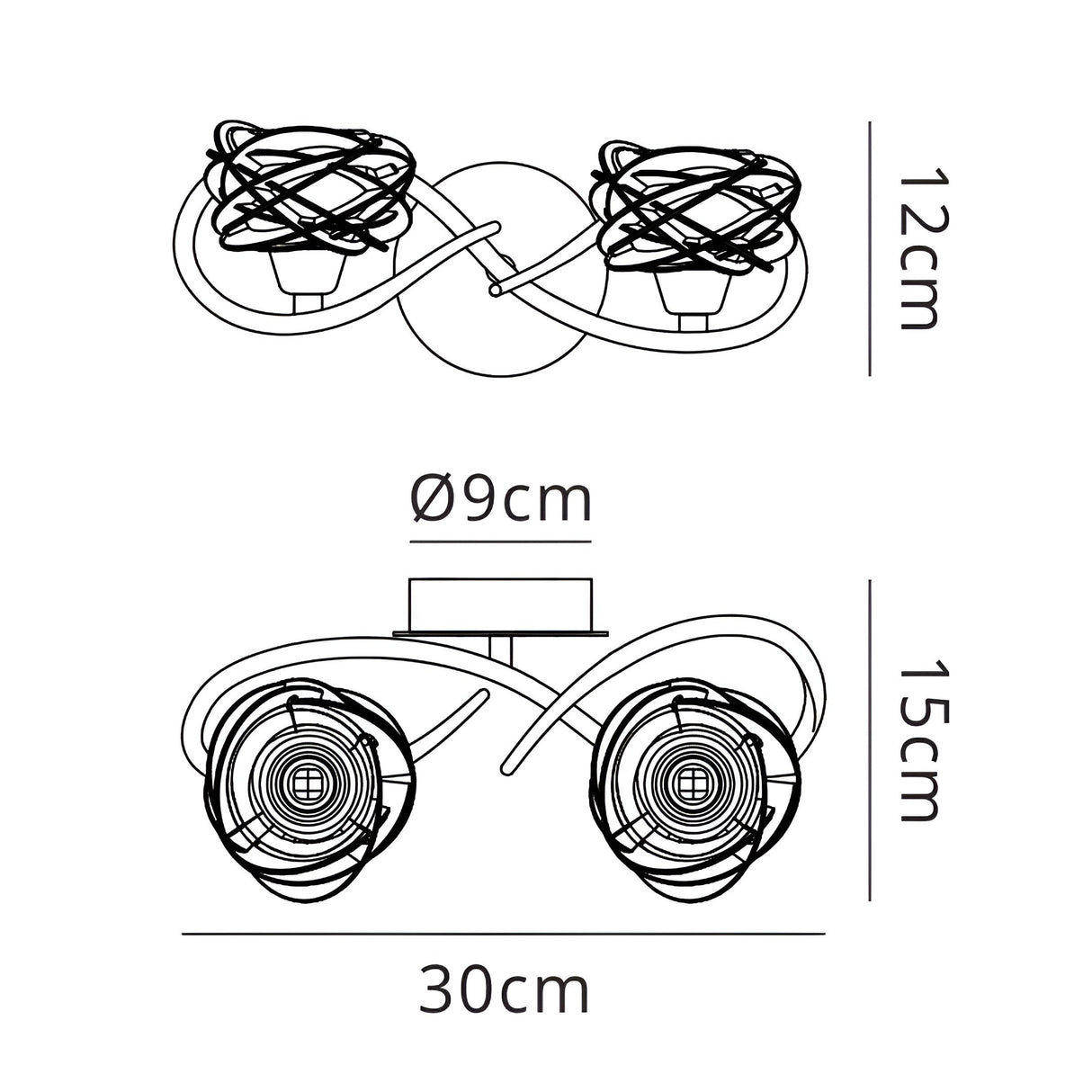Maremagnum 2 Light Wall Light With Switch - Gold