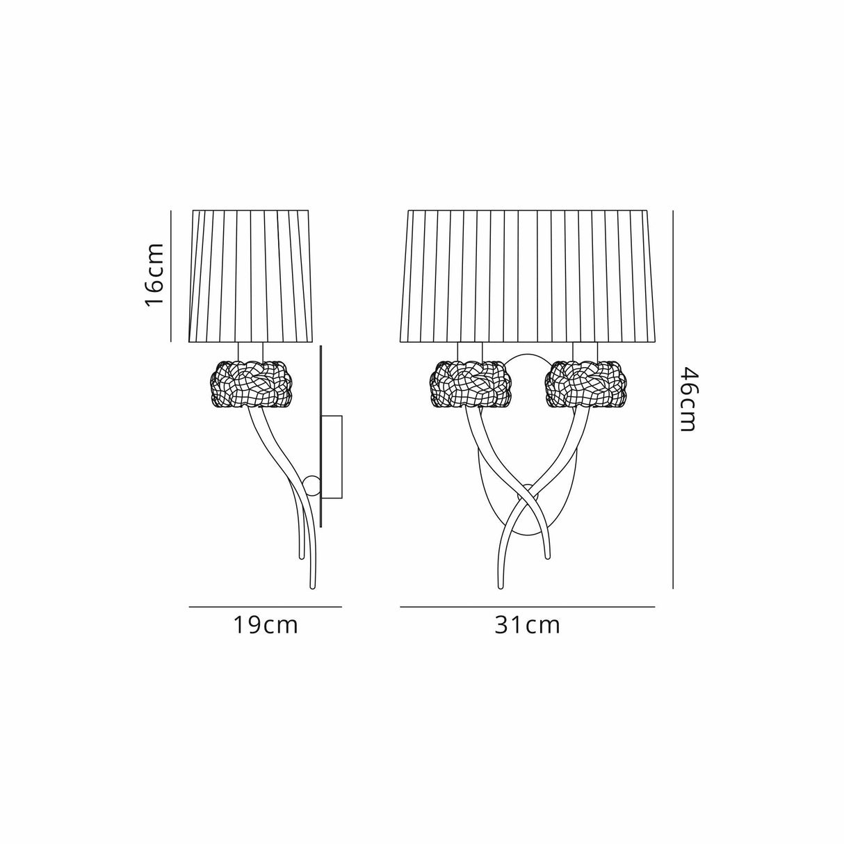 Loewe 2 Light Wall Light - Brass With White Shade