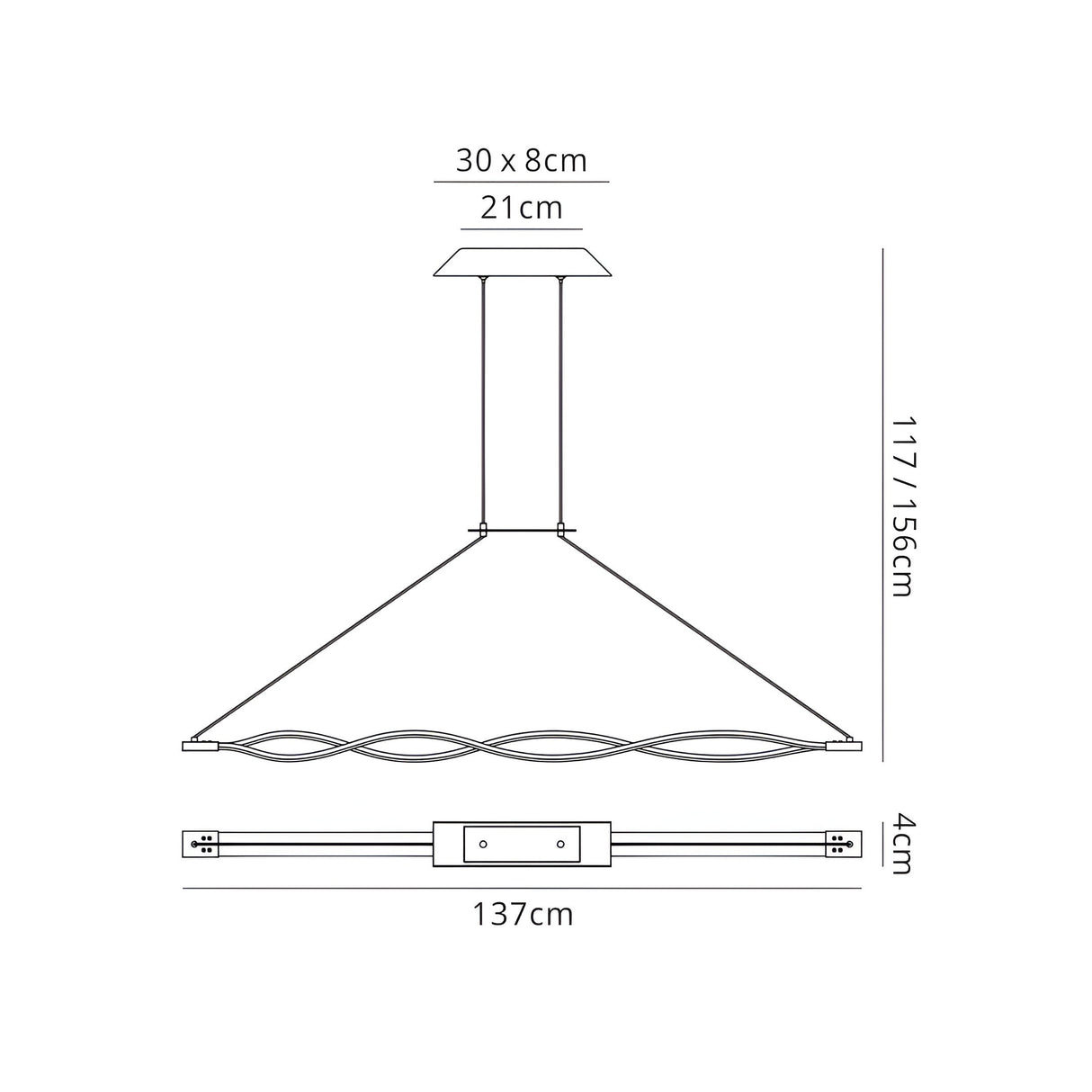 Sahara Dimmable LED Linear Suspension Light 42W 3000K - Chrome