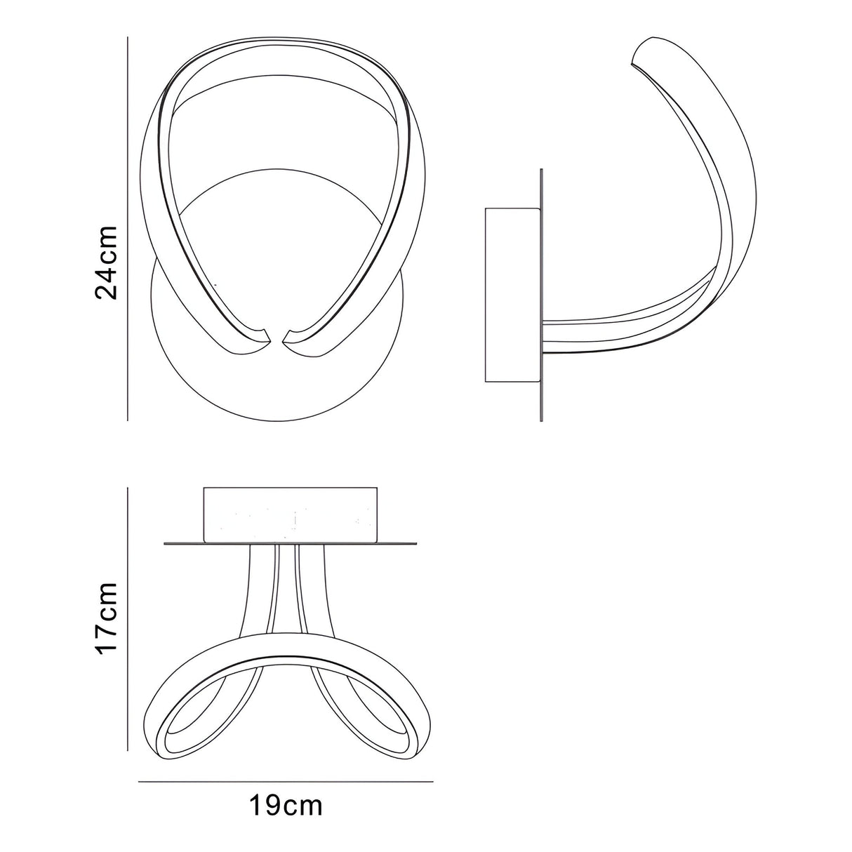 Knot LED Wall Light With Switch 12W 3000K - Chrome