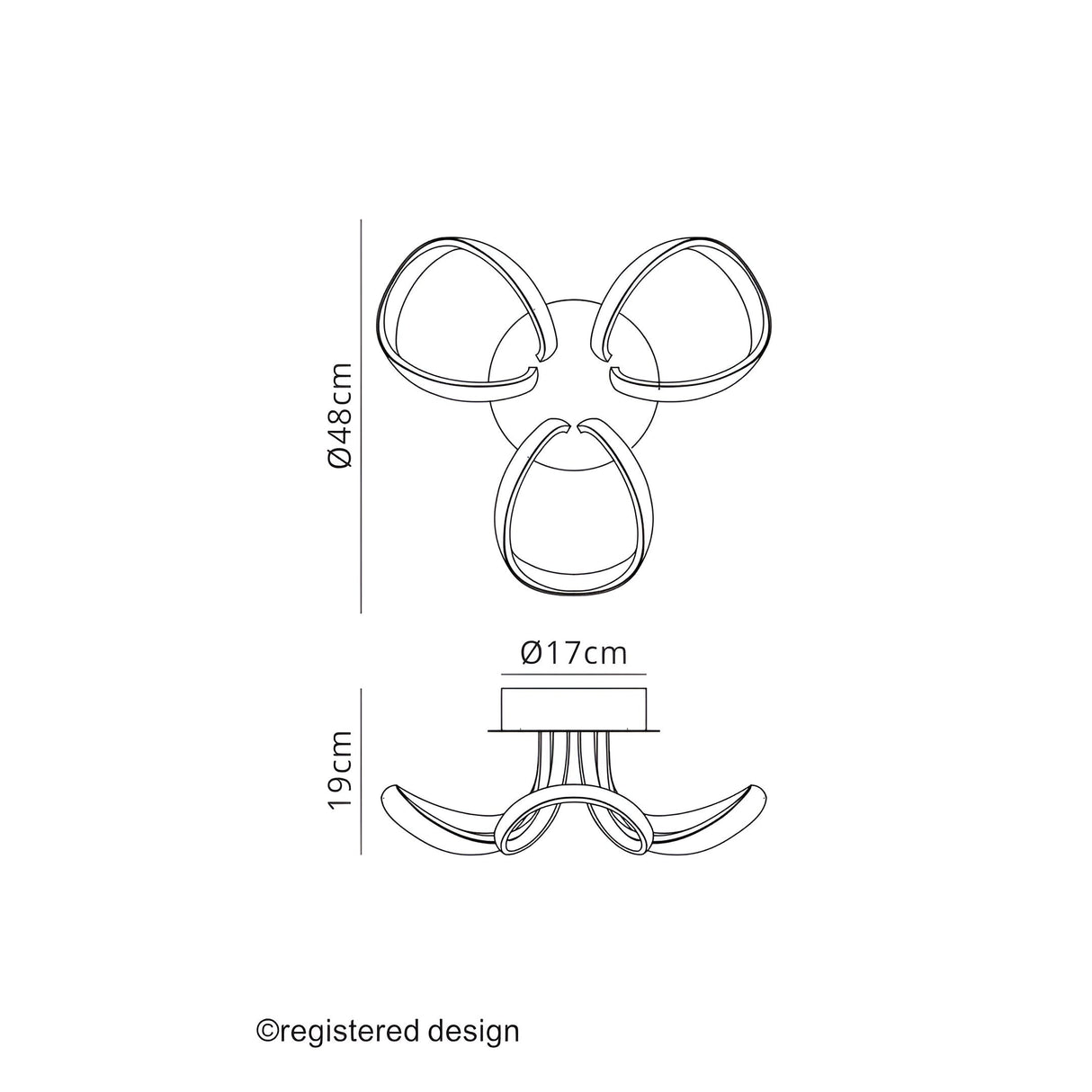 Knot Dimmable LED Semi-Flush Ceiling Light 3000K 36W - Silver